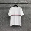 T-shirt da uomo T-shirt manica corta da uomo estiva T-shirt casual lavorata a maglia a righe tinta unita in cotone design coreano O-Collo da donna