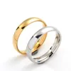 Anel de banda de design simples de aço inoxidável de 4 mm para homens mulheres preto ouro prata suave amantes casal anéis joias de casamento presente de aniversário de noivado sem cor desbotada