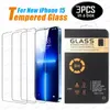 Paquet de 3 protecteurs d'écran en verre trempé pour iPhone 15 14 Plus 13 12 11 PRO XS MAX XR 7 8 6 6S Plus avec emballage de vente au détail