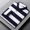 Men's Polos Brand Business Long Sleeve Polo Shirts Men Clothes Striped Tops Lapel Luxury Clothing Fashion Embroidered Men's Golf Wear 230901