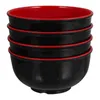 Set di stoviglie Ciotole per ramen giapponesi: 4 pezzi in melamina rotonda nera rossa ciotola da portata stoviglie rigide per Udon Pho asiatico