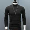 Camisetas para Hombres Camiseta con Fondo Jersey Camisetas Tops para Hombres Túnica Use Cuello Alto Color Sólido Estiramiento Cálido Invierno Manga Larga Grueso Suave