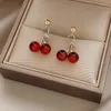 Stud Earrings Tassel Cherry Earring For Women Elegant Lovely Fashion Jewelry Pendientes Accessories E838