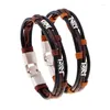 Link Bracelets Antique Silver Plated Handmade Weave Bracelet Fashion Cowhide Leather