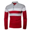 Męska koszula Polos Spring Polo dla mężczyzn mody mody z długim rękodzie Sportswear swobasowy w paski homme lapel męskie topy ubrania My906 230901