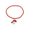 Lien Bracelets Mode Rouge Bleu Champignon Pendentif Perles De Riz Bracelet Été Plage Amitié À La Main Boho Bijoux Cadeau Pour Ami