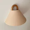 Vägglampa koreansk stil trä konst tyg lampor vintage sovrum sovrum vardagsrum studie deco sconces lampor fixturer