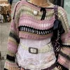 Maglioni da donna Y2k Felpa con cappuccio in lana a rete all'uncinetto Fairycore Pullover lavorato a maglia oversize vintage Harajuku Kawaii Scava fuori grembiule slim fit