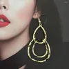 Dangle Earrings Classic Gold Or Rhodium Color Plating Hammered Thin Circle Linked Water Drop For Women Girl OL Casual Party Wearing