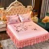 Gonna letto Rosa Romance Camera delle ragazze Biancheria da letto tessili per la casa 3 pezzi / set (1 letto 2 pezzi federa) Lenzuolo King / Queen F0602