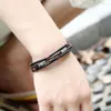 Link Bracelets Antique Silver Plated Handmade Weave Bracelet Fashion Cowhide Leather