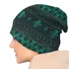 Berets Fleur De Lis Ornament Emerald Green Beanies Caps Unisex Fashion Winter Warm Knit Hat Adult Sacred Luxury Lily Flower Bonnet Hats