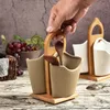 Bottles Jars Creative Japanese Bamboo Wood Ceramic Chopstick Holder with Rackkitchen Storage Supplies Table Decoration el Service 230901