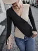 Camisolas femininas Outono Inverno Mulheres V Neck Moda Manga Longa Duas Cores Cruz Assimétrica Pull Sweater Femme Knit Pullovers Sexy Jersey Top