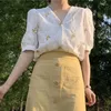 Kadınlar Blouses Floral Shirtler Kadınlar için Nakış Kısa kollu Kısa kollu V-Neck Vintage Fransız Tarzı Moda Genç Yaz All Maç Kimyasal