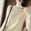 Suéter feminino gola alta outono inverno malha pulôver básico camisa de fundo senhora manga comprida tops de lã fina