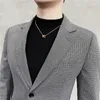 Costumes pour hommes 2023 automne costume à carreaux affaires décontracté vêtements de cérémonie simple boutonnage mince mode tout-match veste grise