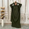 Ropa étnica Jilbab 2 piezas Abaya Vestido Conjunto Musulmán Oración Prenda Larga Khimar Robe Ramadán Vestido árabe Jilbabs para mujeres Burqa islámico