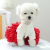 Vêtements de chien mignon robe d'animal de compagnie robes de princesse de Noël broderie exquise moelleux durable pour petits à moyens chiens chats vacances