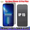 Privacy Volledige omslagscherm Beschermer voor iPhone 15 14 Plus 13 12 Mini 11 Pro Max XR XS SE 6 7 8 Plus Anti-Spy Tempered Glass