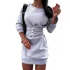 Robes décontractées A 2023 coton col rond robe à manches longues mignon amour chemises mini sweat-shirt pour les femmes