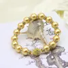 Link Armbänder Goldene Perle Armband Für Frauen Charme 10mm Shell Magnet Schnalle Handgemachte Herstellung Mädchen Geschenk Schmuck Freundschaft