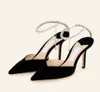 Saeda Sandals Wedding Dress Pump Woman Luxury Brand Shoes with Crystal Chain Stileetto Heels White Golden Wedding Lade Elegant Gladiator Sandalias