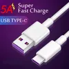 100 cm/200 cm Super Charge Cable 5A Szybkie dane ładujące Prowadzenie USB-C dla Huawei P30 P20 Pro Nova 5T 5 5i Honor 30 30s 20