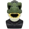 Máscaras de fiesta Máscara de dinosaurio 3D Realista Raptor Dino Máscara de dinosaurio de mandíbula móvil Alta calidad PVC Headwear Halloween Niños Juguete Carnaval Regalo 230901