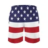 Men's Shorts USA Flag Flag Drukuj Summer American Stars Stripes Sports Fitness Beach Short Pants Szybkie suche zabawne pnie pływackie plus size