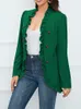 Kadınlar Sıralar Ruffles Kadınlar İçin Blazers 2023 Sonbahar Uzun Kollu Çifte Kesin Katı Ceket Moda Ofisi Leydi Pileli Şık Blazer Ceket