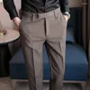 Costumes pour hommes BHRIWRPY 2023 Business Casual Pantalon à manches droites Travail Social Slim Fit Élastique Couture