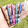 Latest Colorful Pattern Aluminium Alloy Smoking Portable Spring Herb Tobacco Filter Tube Handpipes Cigarette Catcher Taster Bat One Hitter Holder Pipes DHL