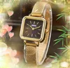 Small square round fashion women watch auto date stainless steel two pins design clock Japan Quartz Battery Movement All the crime chain bracelet elegant watches