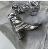 Silver Tabi Boots Split Toe Chunky High Heel Dames Laars Leather Zapatos Mujer Fashion Autumn Women Shoes Botas Mujer For Girls Shoes