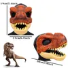 Party Masks 3D Dinosaur Mask Lifelike Raptor Dino Moving Jaw Dinosaur Mask High Quality PVC Headwear Halloween Children Toy Carnival Gift 230901