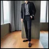 Men's Suits British Style Solid Embroidered Slim Business Formal Men Wedding Groom And Groomsman Dress Suit PROM Tuxedo 2-pcs Set