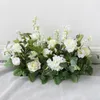 Dekorative Blumen, 2 Stück, 50 cm, kreative Luxus-Kunstblumen-Reihenläufer, Tischdekoration für Hochzeit, Hintergrund, Party, weiße grüne Blattwand