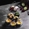 プレートマルチレイヤーブラックスレートケーキスタンドカフェプレートダブルウエスタンスナックフルーツ設定