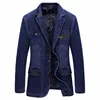 Erkek Suit Marka Klasik Giyim Erkekler Ceketler Denim Blazer Palto Patlamalı Kot Patar