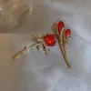 Broche de rosa de tulipán para mujer, bonito diseño, ramillete elegante, broche de moda, Pin, vestido, accesorios de joyería de circón de lujo, regalos de fiesta al por mayor YMBR001