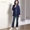 Feminino para baixo gowani esportes com capuz azul real inverno feminino curto puffer jaqueta casaco