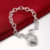 チャームブレスレットLekani Women's Fine Jewelry 925 Stamp Silver Color Hollow Heart 8 ''厚いチェーンロブスタークラスプブレスレットバングル