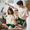 Pijamas masculinos verão manga curta shorts conjunto pijamas amantes algodão casal conjuntos de pijama feminino/masculino moda camisola casa roupas