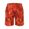 Short pour Homme Planche de Marbre Rouge Été Feuille Abstraite Impression Course à Pied Pantalon Court de Plage à séchage Rapide Motif rétro Grande Taille Maillot de Bain