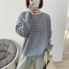 Damenpullover 2023 Herbst Casual Gestreifte Pullover Frauen Gestrickte Baumwolle Sweatshirts Weibliche Lange Ärmel Lose Tops T-shirt Jumper S13