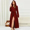 Vrouwen Nachtkleding Katoenen Badjas Jurk Met Zak Effen Kimono Robe Loungewear Vrouwen Losse Nachtjapon Met Capuchon Intieme Lingerie