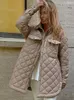 Dames Trenchcoats Winterjas Revers Los Warm Houden Ruit Parka Single-breasted Effen Kleur Verdikking Riem Vrouwelijke Kleding