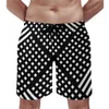 Herren-Shorts, Sommer-Brett, zweifarbig, gestreift, mit amerikanischer Flagge, Sternen und Streifen, kurze Hosen, Hawaii-Badehose, Übergröße