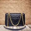 Designer-Taschen, Damenhandtasche, Umhängetasche, modisch, 2 Größen, hochwertiges Leder, Marmont-Taschen, Lady Metallic-Kette, Umhängetaschen, Umhängetaschen, Clutch-Taschen